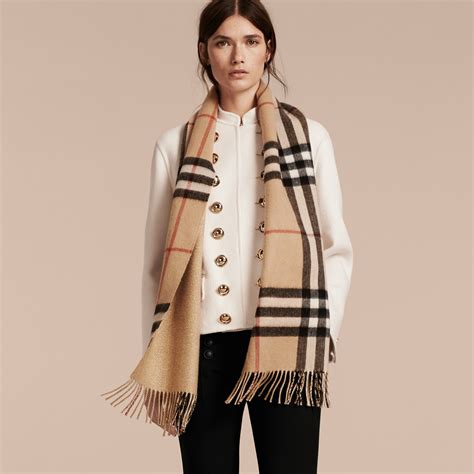 burberry check cashmere oversized scarf|Burberry reversible check cashmere scarf.